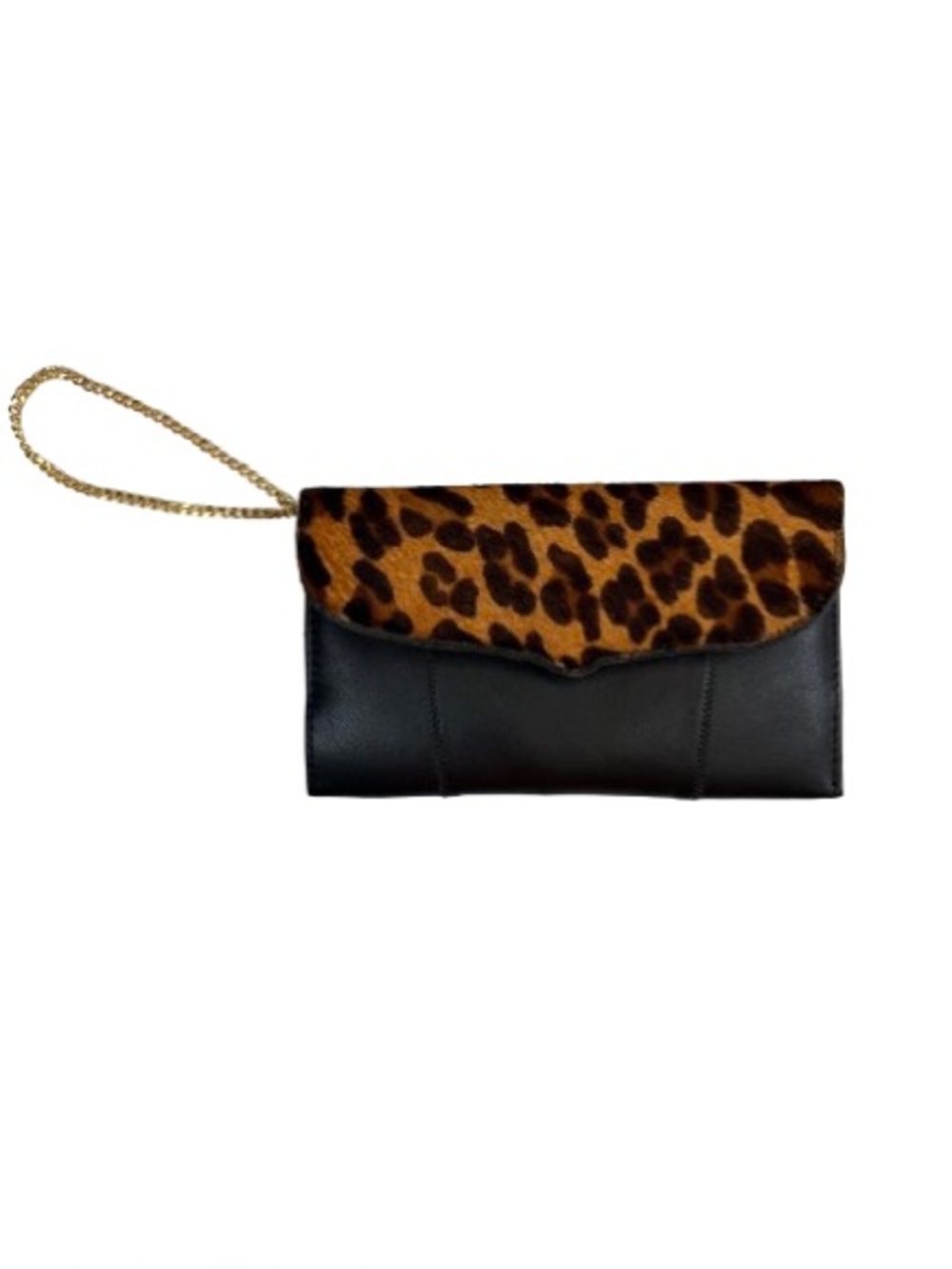 Vintage Chi Designs Italian Lambskin Leopard Pony Hair Clutch Wristlet Purse